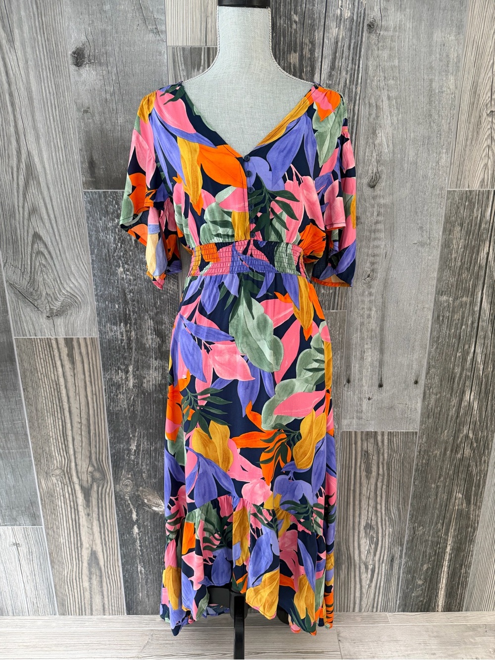 NWT Abel The Label Tropical Print MIDI Dress